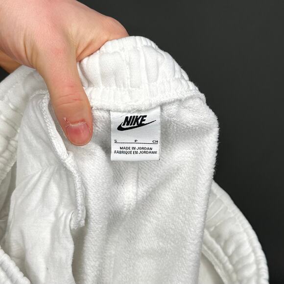 Nike Sweatpants White Cotton Joggers Black Swoosh - Picture 4 of 4